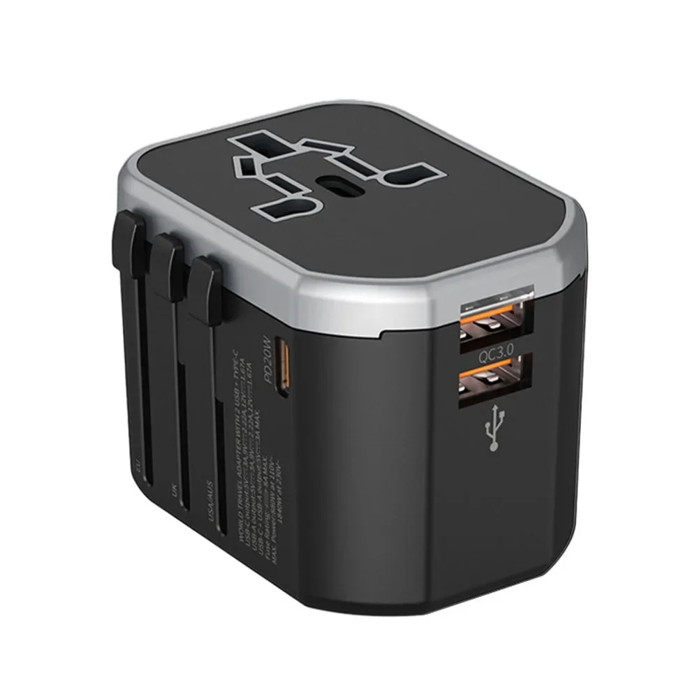 Compact World Travel Charger With Multiple Connectivity Options Including Type C For Effortless Device Charging Anywhere You Go