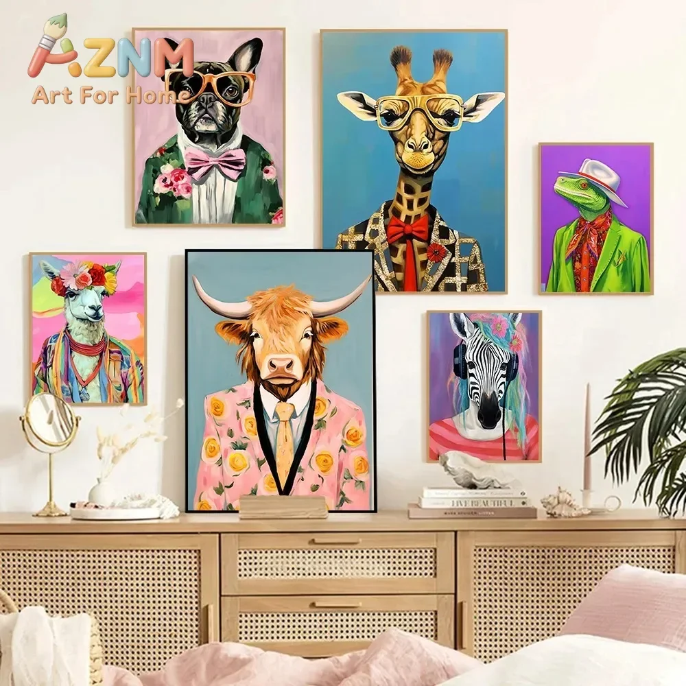 1pc  frameless Canvas Painting Fashion Animal Tyrannosaurus Fashion Funny Club Wall Art Minimalist Print Canvas Painting Posters