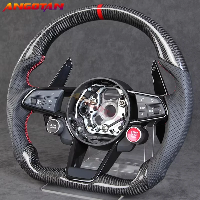 Carbon Fiber Steering Wheel Fit For Audi  R8 TT TTs  Sport Car volante esportivo Perforated Leather