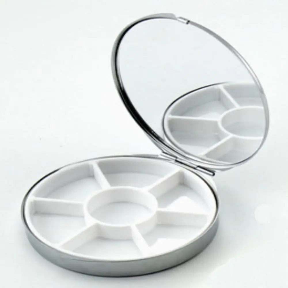 10pcs Sublimation Blank Pill Box Metal Mirror Round 7 Compartment Medicine Pill Case One Week For DIY Heat Transfer Print
