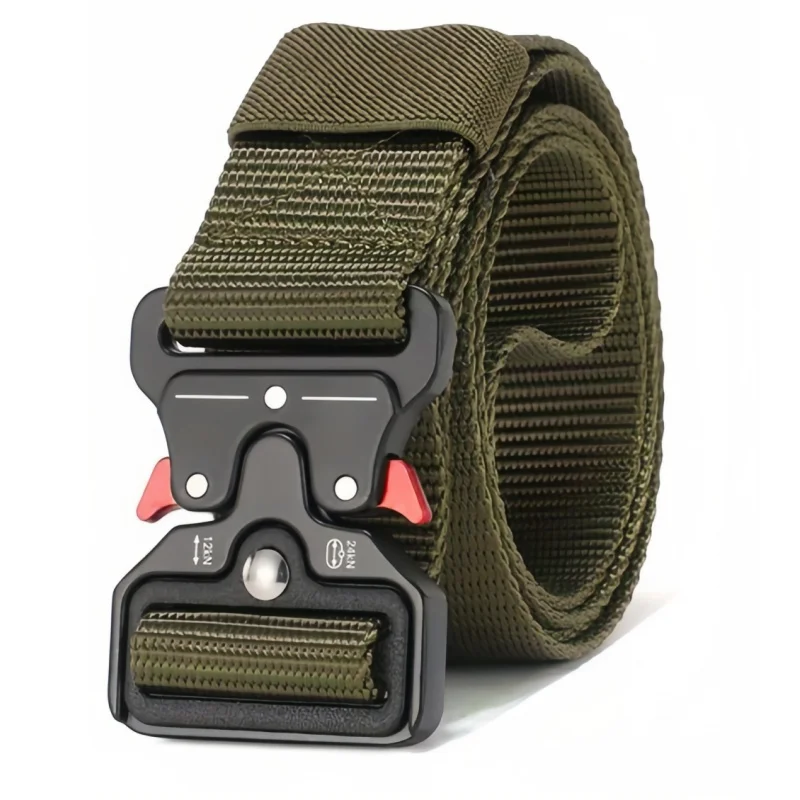 Ceinture en toile tissée multifonction pour hommes, ceinture en denim, adaptée à la chasse en plein air, au travail et à l'entraînement