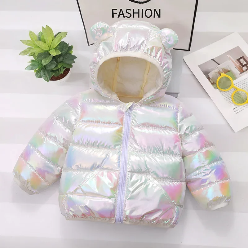 جديد طفل بنين بنات مقنعين سستة خفيفة الوزن أسفل السترات الاطفال القطن مبطن الصلبة معطف الأطفال الخريف الشتاء ملابس خارجية دافئة #4