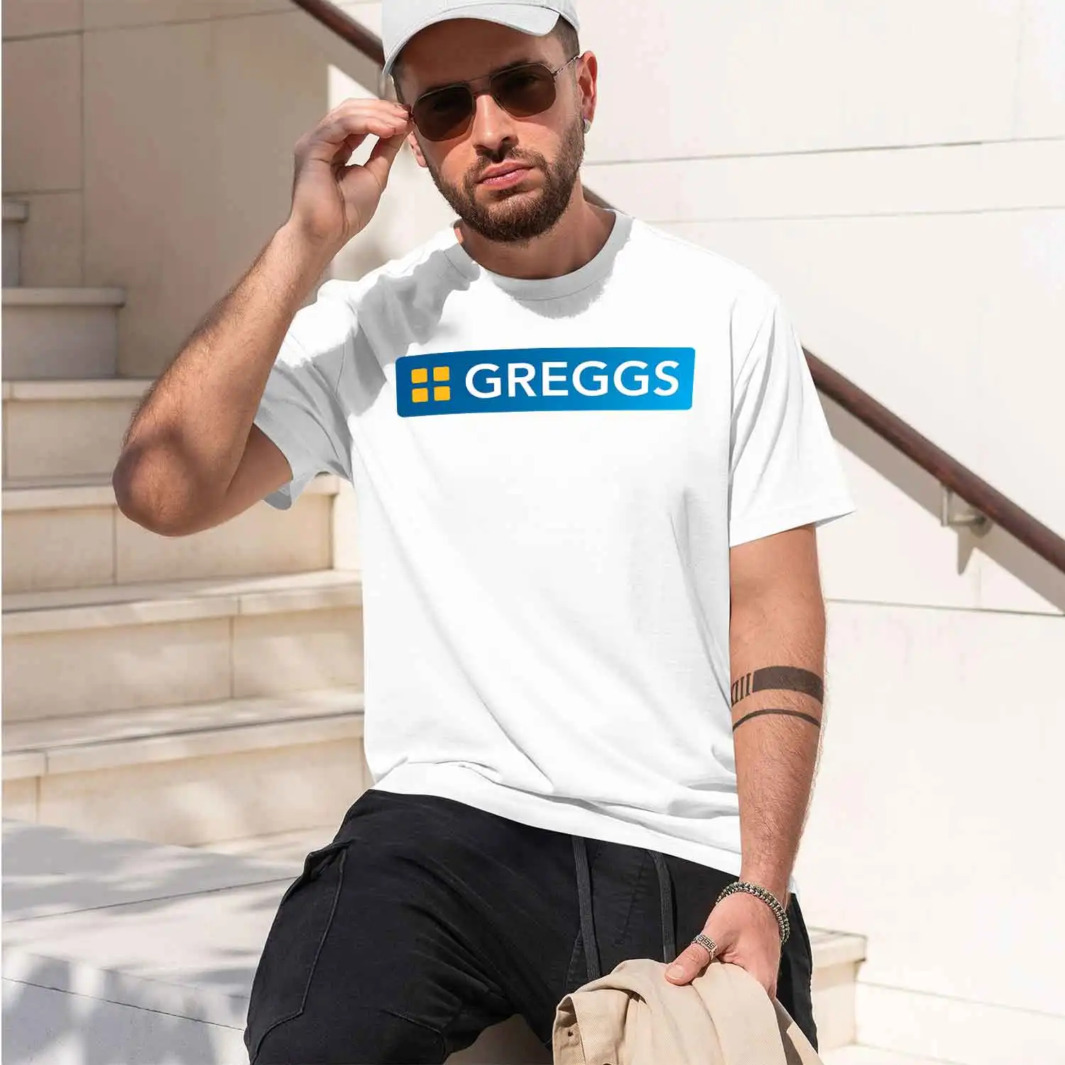 Greggs Fit Luxury with Blue Logo Sports 2026 New Model Men’s Short-sleeve crewneck T-Shirt Classic Casual Multiple Colors and Si