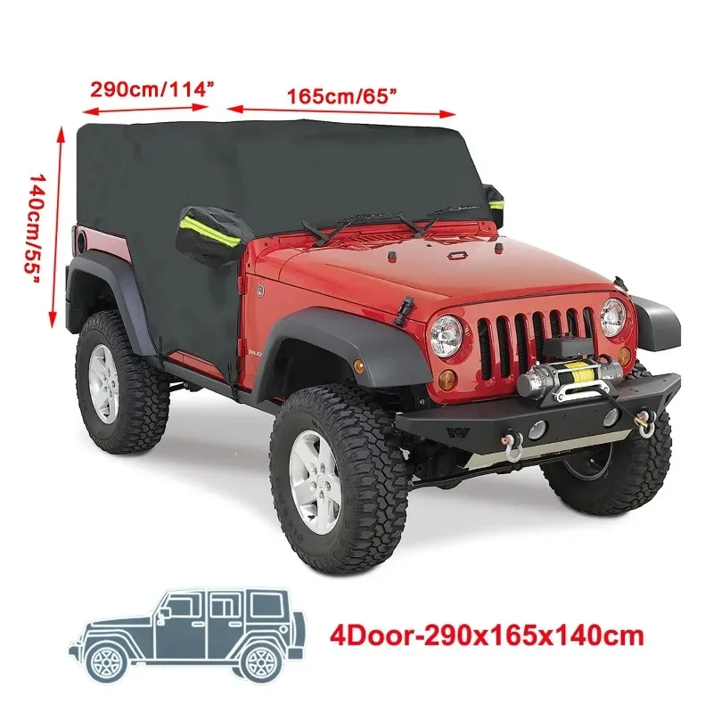 Half Car Cover For JEEP Wrangler TJ 2 Door/4 Door Waterproof Anti UV Sunshade Dust Protector Cover Exterior Accessories Black