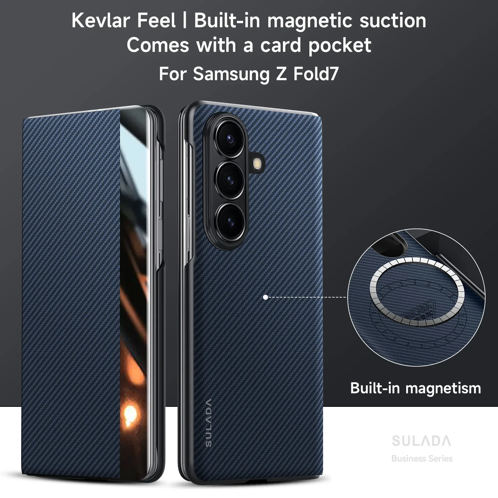 Originele Sulada Koolstofvezel Patroon Lederen Magsafe Case Voor Samsung Galaxy Z Fold7 Fold 7 6 5 Business Window View Flip cover