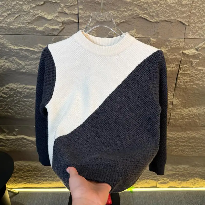 

Thiened Knitted Long Sve Men's Sweater Faionable Color Blo Winter Base irt Trendy Yarnwear Comfortable Fit 6662