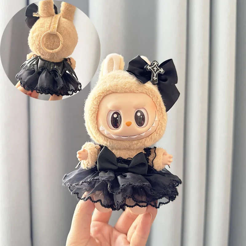 Labubu Clothes Fashion Gothic Style Skirt Labubu Doll Clothes Pendant Little Devil Strap Skirt 15/17cm Plush Doll Universal