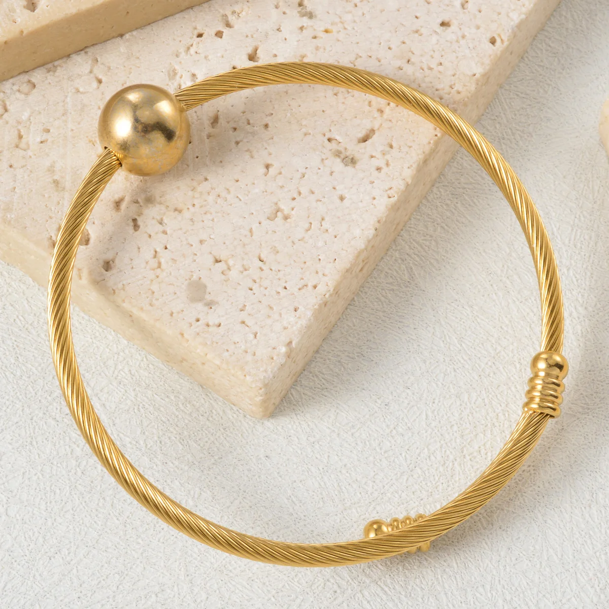 

Female Twisted Wire Open Cuff Bangle Women Adjustable Beaded Wrist Bracelet Vintage Classic Trendy Style Jewelry Accessory Gift