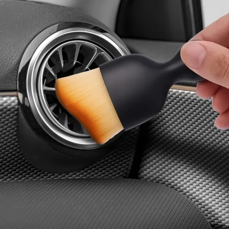 Cepillo de limpieza Interior de coche, salida de aire acondicionado, cepillos de limpieza de piel suave con conchas, eliminación de polvo de