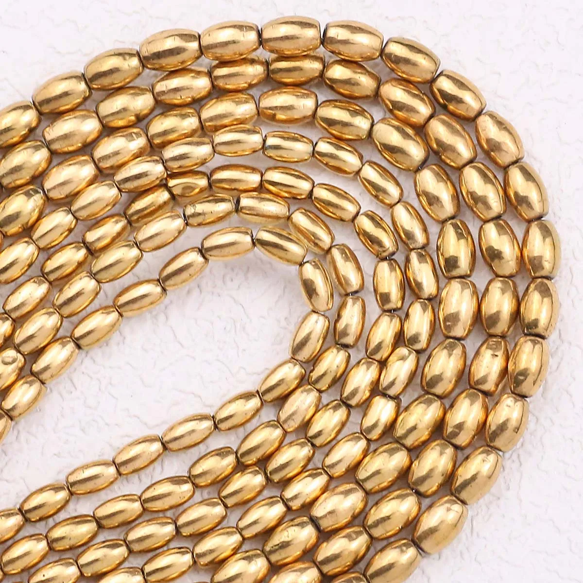 5/6MM Echt Vergoldet Reis Oval Form Hämatit Naturstein Spacer Lose Perlen Für Schmuck Machen Diy armband Zubehör