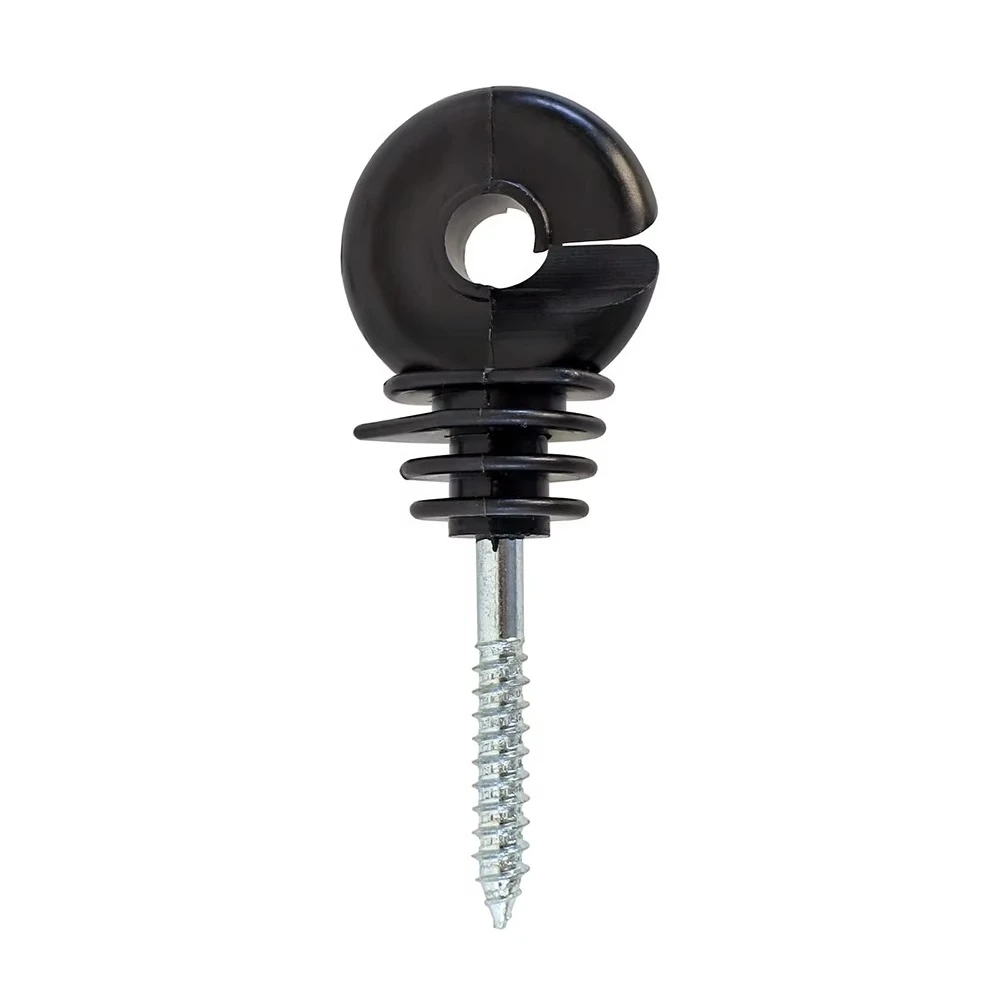 50 قطعة عازل سياج كهربائي ، عازل أسود ذاتي التنصت ، عازل برغي حلقة السياج لعمود الخشب