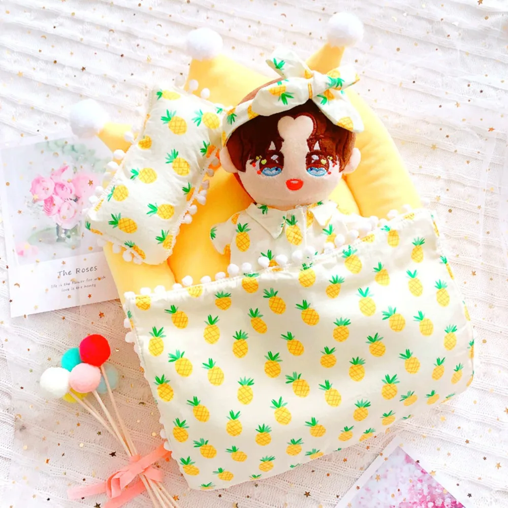 Three-piece Dollhouse Miniature Bed Miniature Mattress 1:12 Doll Lovely Sleeping Bag Pillow Quilt Plush Doll Bedding