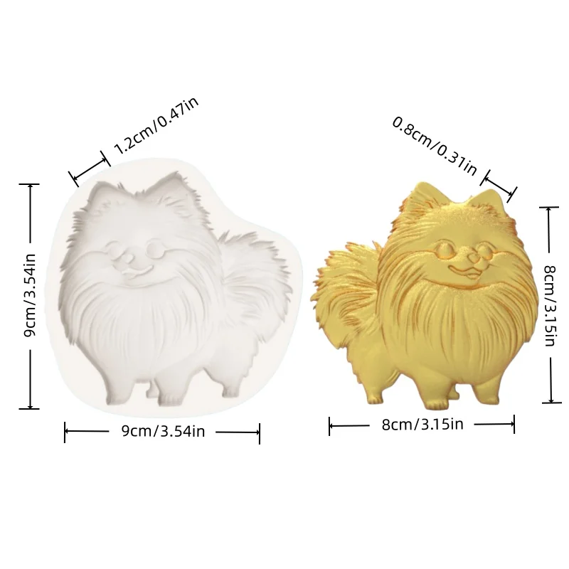 Sweet Pomeranian Dog-Shaped Mold, Fluffy Fur Healing Smile Design Mold, Silicone Mold for Making Desserts and Chocolates