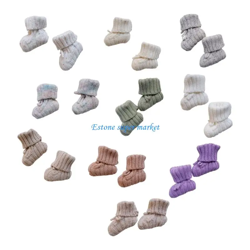 

090B 1 Pair Knitted Baby Booties 0-6 Months Newborn Baby Warm Socks First Walkers Comfortable Shoes for Infant Boy Girl