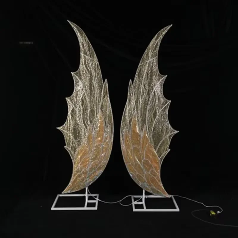 I311 wedding props feather road lead wrought iron decoration wedding stage background decoration organza decoration