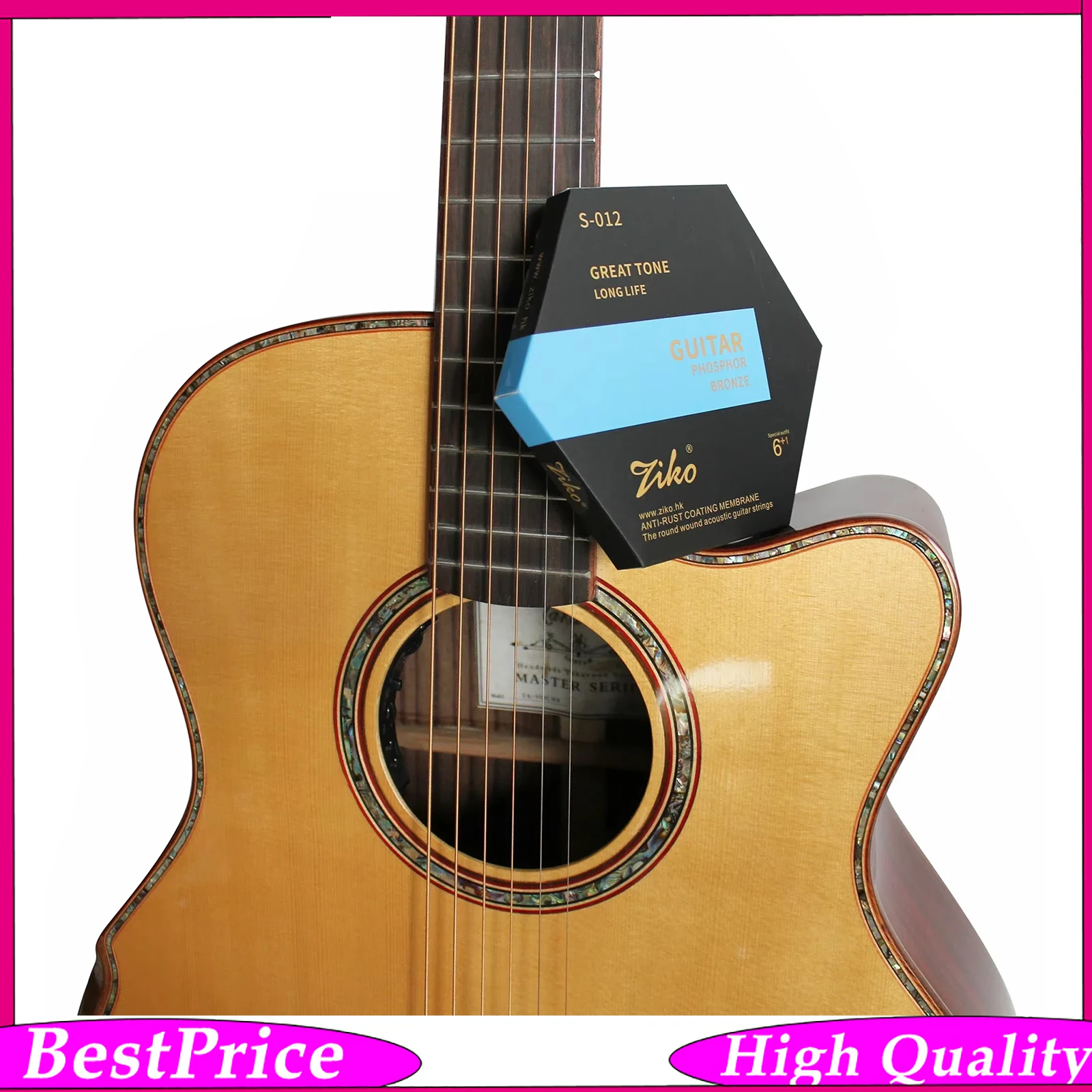 ZIKO S-012 Akustikgitarrensaiten Sechskantiger Stahlkern Phosphorbronze-Draht Umwickelt für Folk-Gitarrensaiten Akustik-Zubehör