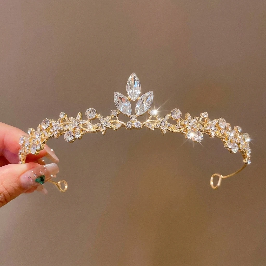 Luxe Crown Flower Body Chain for Women Rhinestone Gold Color Charm Daily Wear Party Accessories Birthday Holiday Jewelry Gift