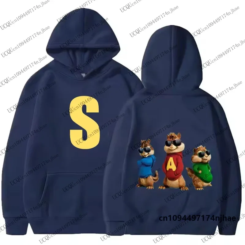 2026 Alvin und die Chipmunks Unisex Fleece-Kapuzenpullover, Langarm-Sportbekleidung für Herbst und Winter, Lässiger Pullover – Detail 3