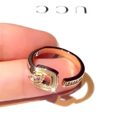 New Fashion Design Korean European and American Trend Super Flash Set Zirconium Square Opening Adjustable Ring Women Jewelry