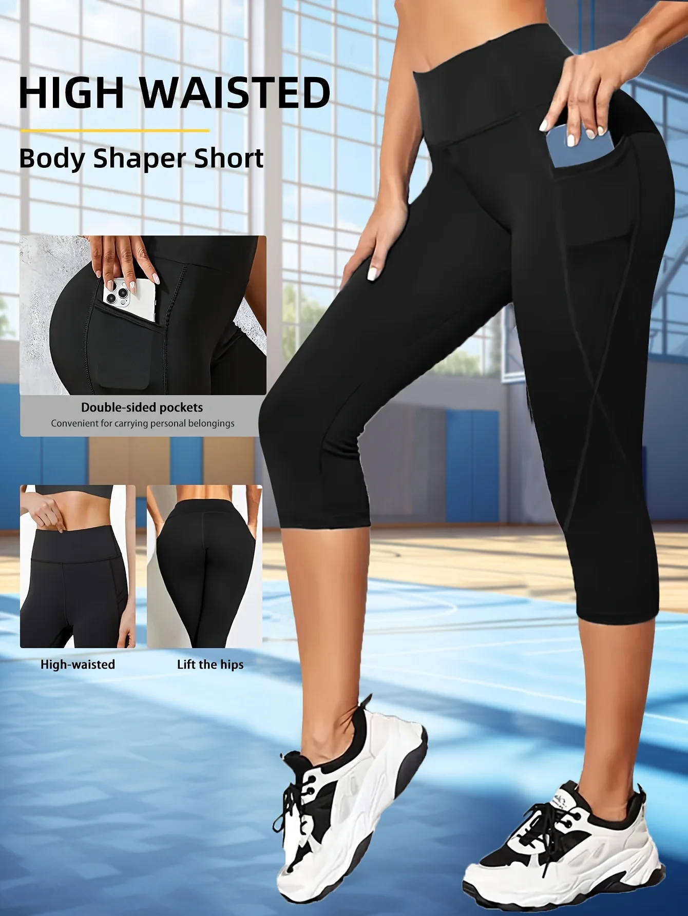 

Ladies' high waisted leggings, unique double-sided pockets, slim fit fitness leggings, suitable for parties and outdoor sports