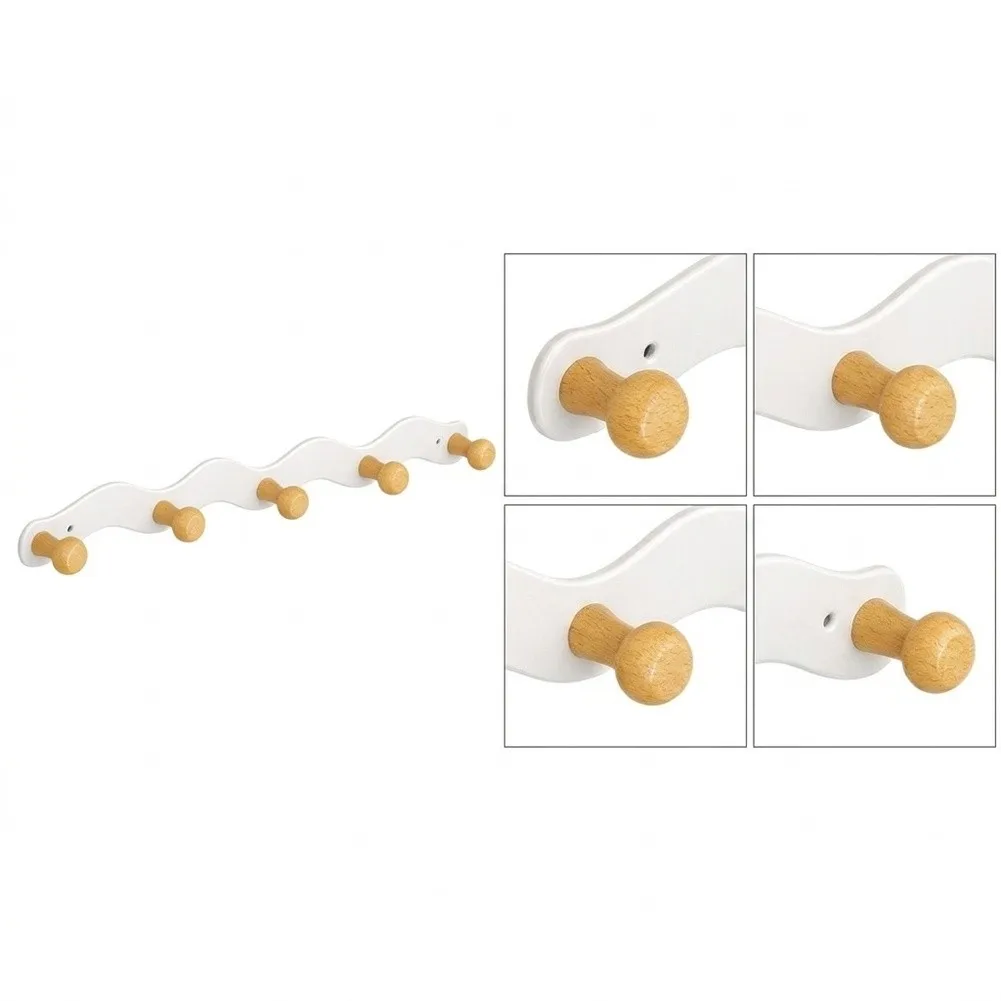 Aluminum and Beech Wood Wavy Hook for Functional Wall Storage Suitable for Multiple Room Types Including Entryways