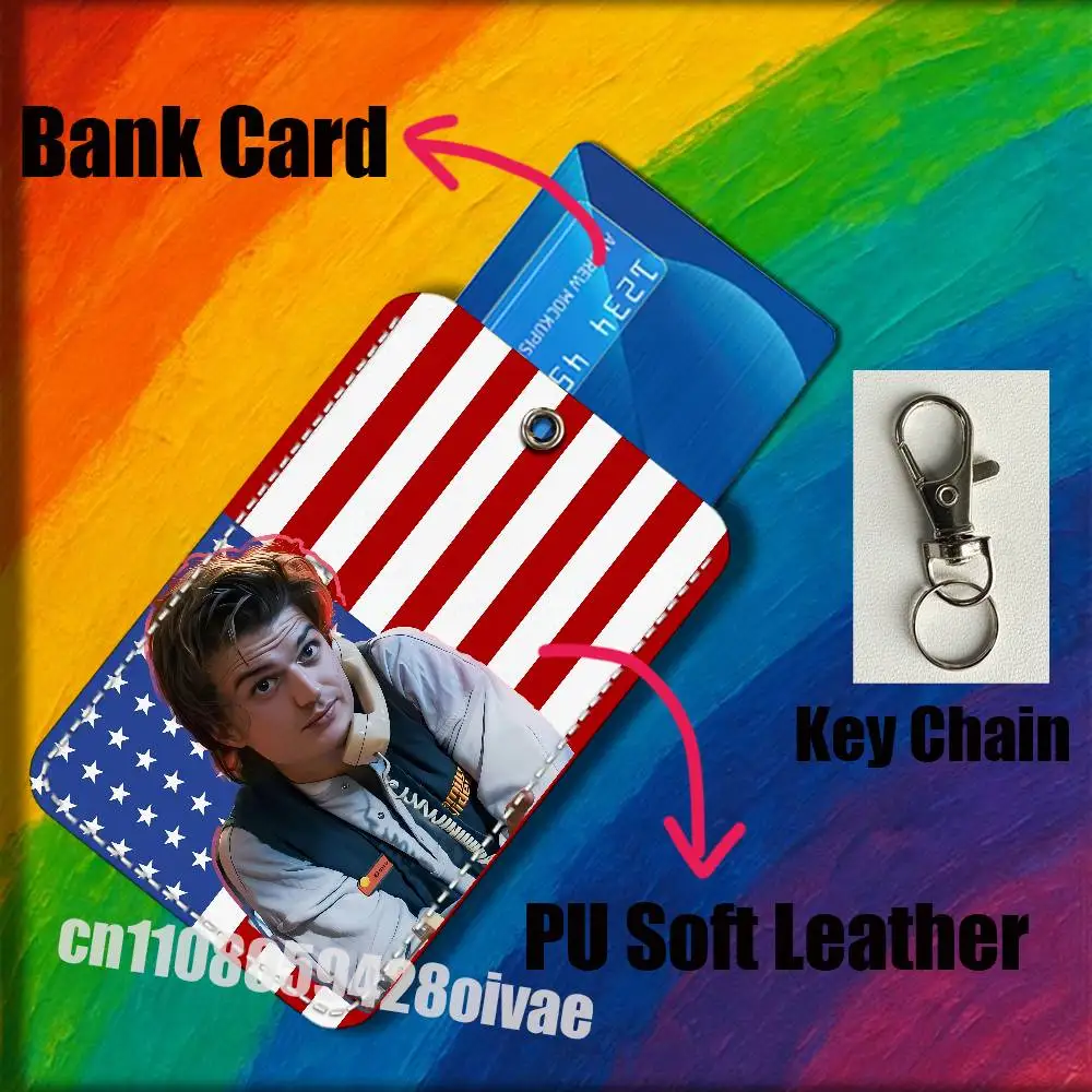 Porta Badge Decorativo con Portachiavi J-Joe Keery, Attore Americano, per Carte d'Identità, Bancarie, Autobus e Pasti