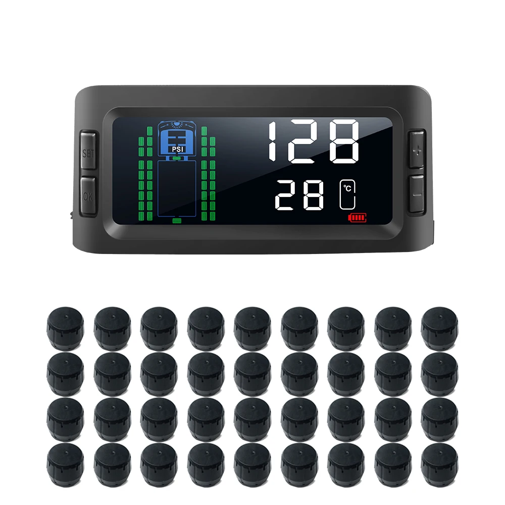 Recommended 199 Psi 36 Wheel RV Tpms Solar Model Suitable For Truck Trailer Tire Pressure Monitoring Tpms RV LCD Display