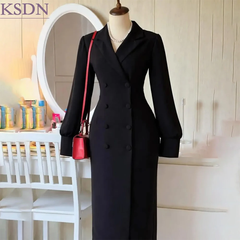 Solid Color Women's Blazer Overcoat Fashion Double Breasted Peak Lapel Long Coat Customzied Evening 1 Piece Maxi Jacket