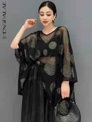 SHENGPALAE Women's Chic Shirt 2024 Summer New Chinese Style Print Perspective Pullover Top Versatile Sunscreen Overcoat 5C1167