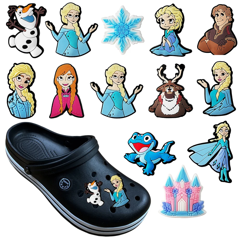 1-13PCS Disney Frozen Shoe Charms Shoe Accessories Decor for Anna Elsa Olaf Clog garden Shoes Charm Buckle Kids Party Xmas Girls