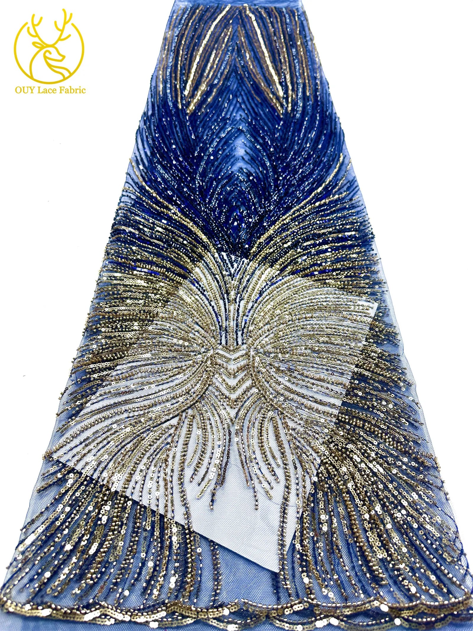 2026 Premium Spitze 5 Yards Französische Nigerianische Spitzenstoffe Afrikanische Pailletten-Perlen-Spitze für Damen Party Hochzeit Bankett – Detail 18