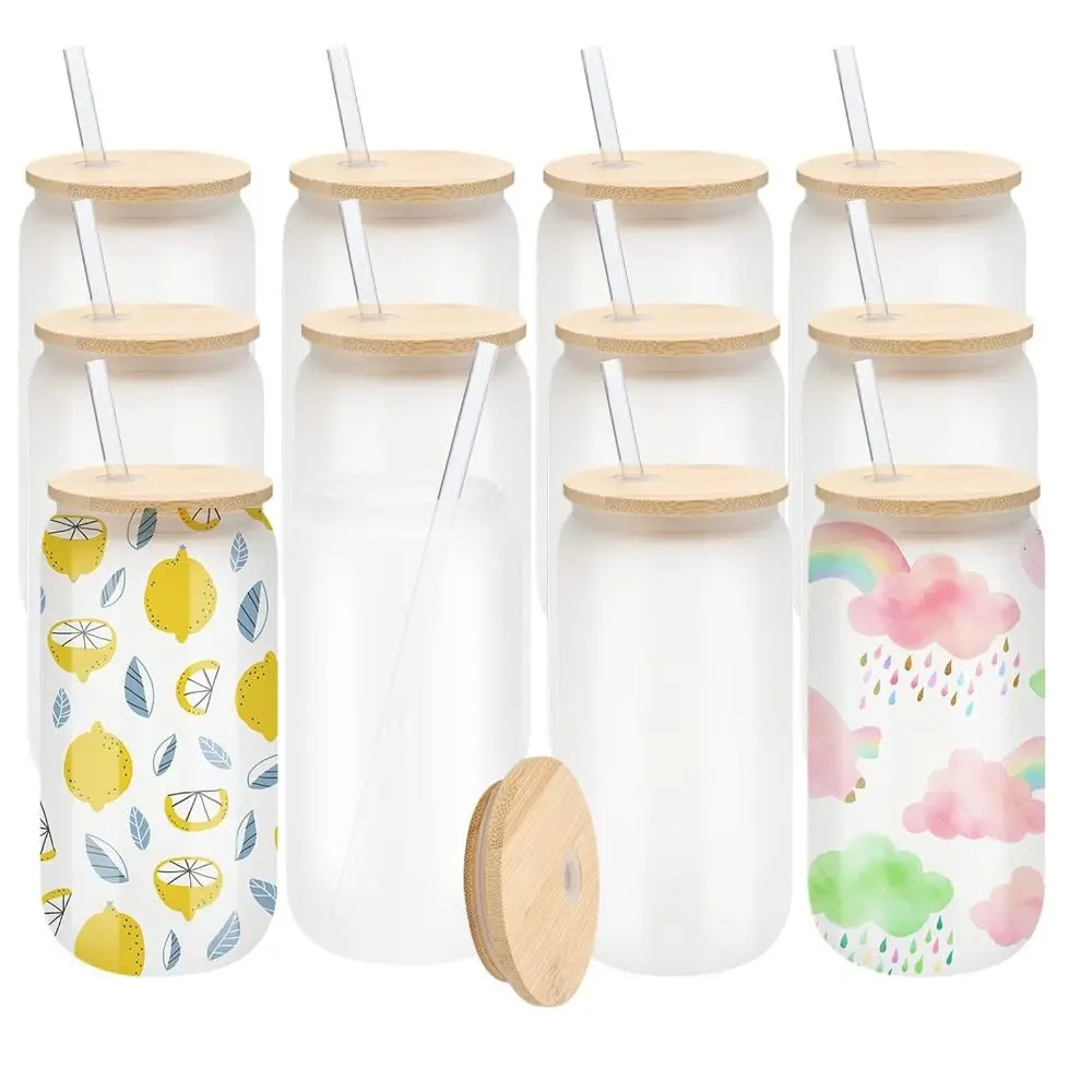 

Gift 16oz Capacity Sublimation Cups Bamboo Lids Multi-Purpose Frosted BlankTumbler Heat Resistant Frosted Surface Mugs Barware