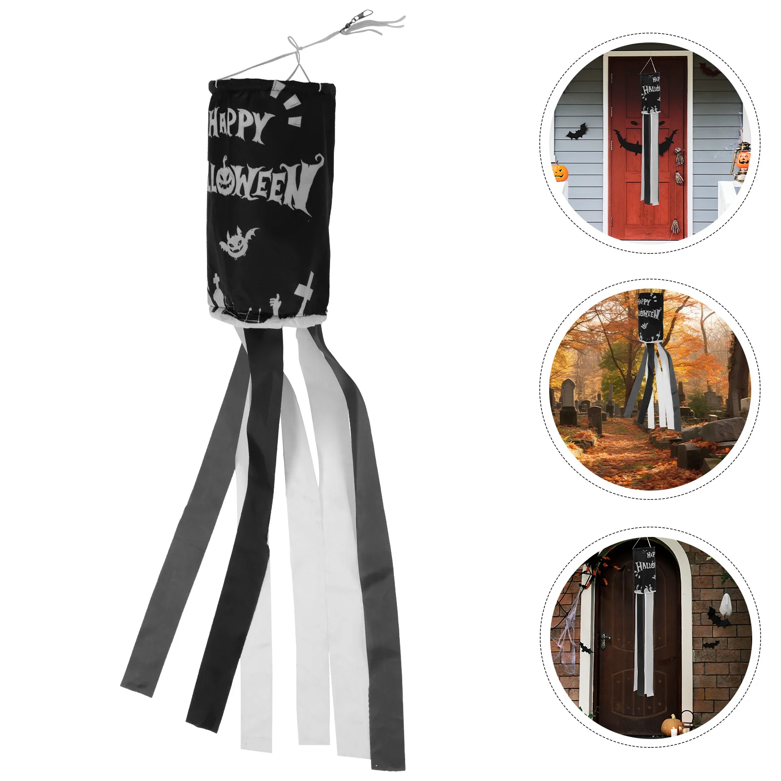 

Halloween Ghost Flag Lightweight Polyester Yard Wind Sock Decorative Hanging Windsock Garden Outdoor Decor Holiday Party Flag