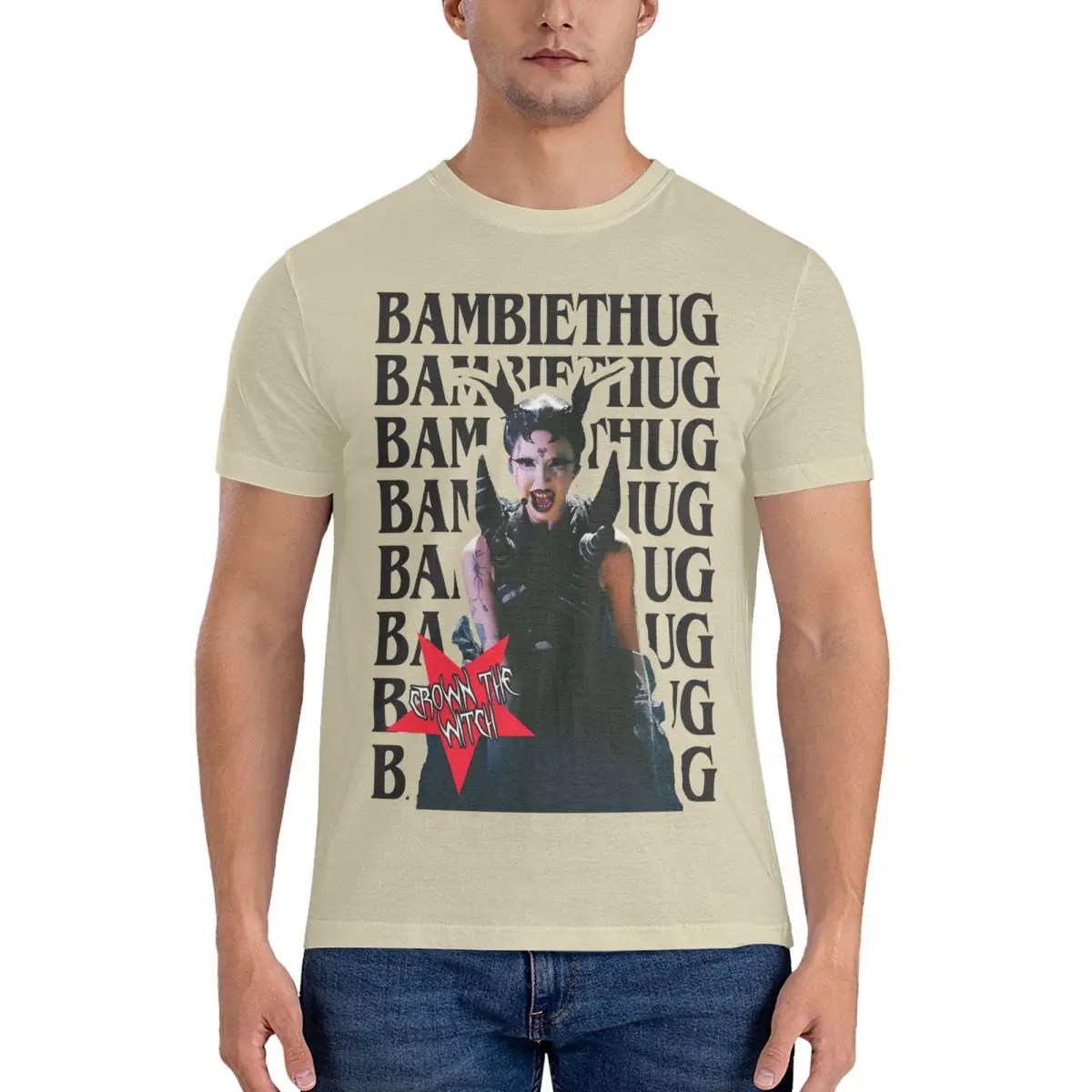 

Blue Eurovision 2024 T Shirts Men Pure Cotton Vintage T-Shirt Crewneck Bambie Thug Tee Shirt Short Sleeve Clothing Printing