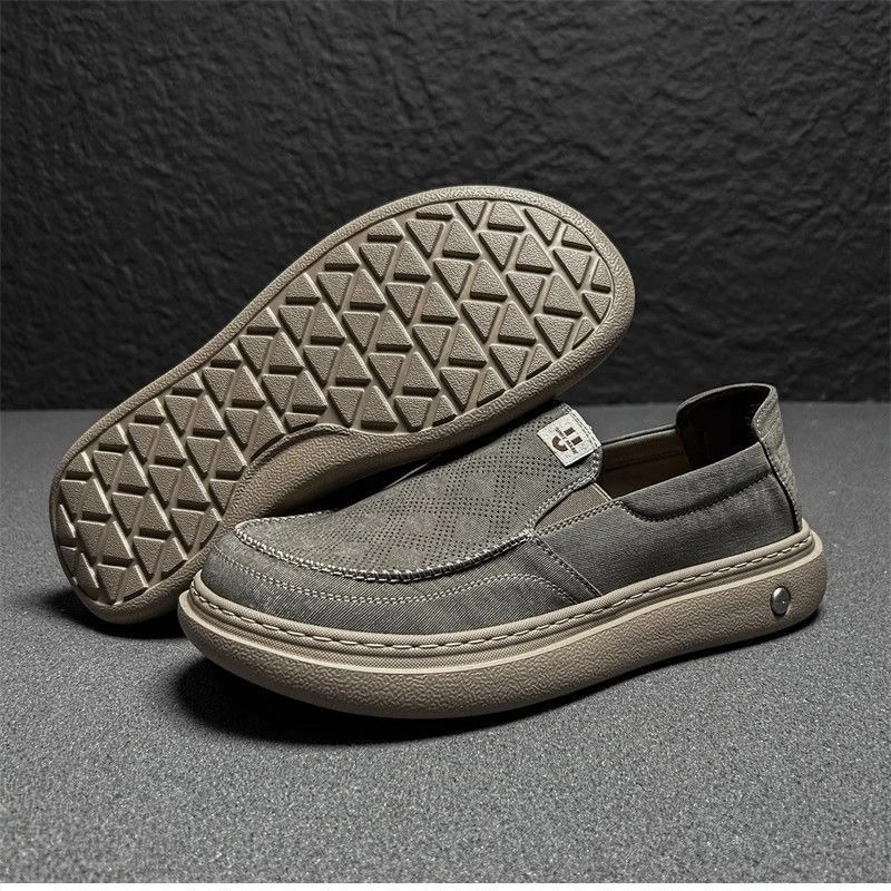 

2026 новый дизайн, дышащая парусиновая обувь для мужчин, летние удобные туфли для доски, мужские лоферы без шнуровки, повседневные кроссовки