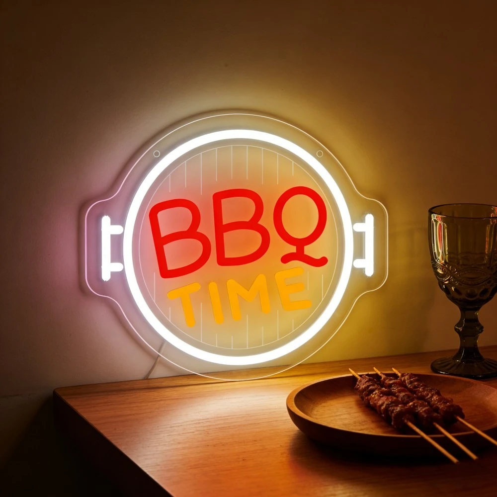 

Неоновая вывеска BBQ TIME с USB-питанием, регулируемая светодиодная неоновая подсветка для бара, мужской комнаты, барбекю-стенда, ресторана, вечеринки, декора стен