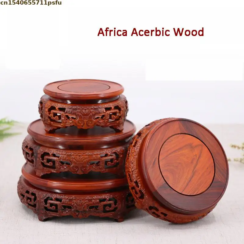 High Quality Wooden Miniature Standing Flower Base Vase Figurines Flower Pot Sorting Table Stand Tea Sets Pedestal Plant Shelves