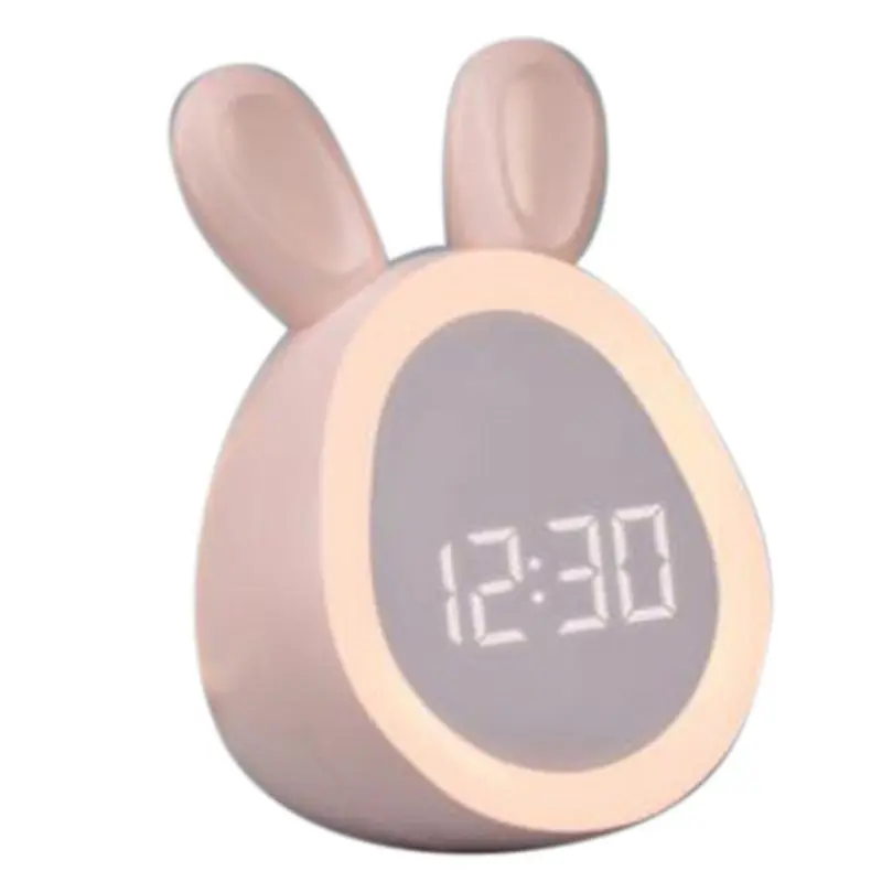 ABJN-Children Cute Alarm Clock With Night Light Stepless Dimming LED Digital Alarm Clock For Boys And Girls