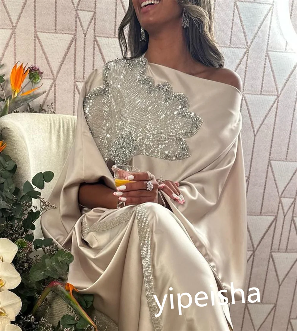 Maßgeschneidertes exquisites schulterfreies A-Linien-Abendkleid, formelles Anlasskleid, Satin-Damenkleider für besondere Anlässe