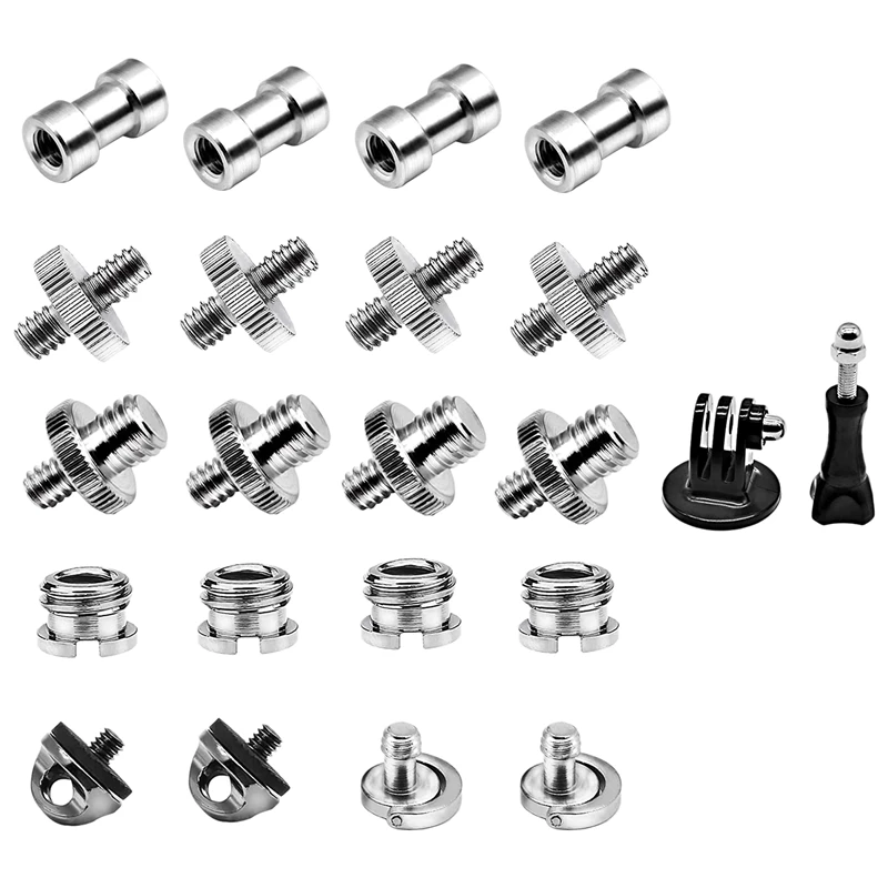 22 PCS Camera 1/4 To 3/8 Tripod Screw Adapter 1/4 To 1/4 Screw, Thread Screw Adapter Tripod Adapter Mount