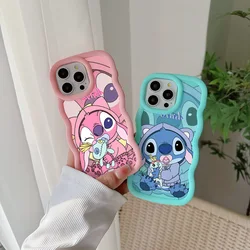 Cute baby Stitch Angel Phone Case for IPhone 15 14 13 12 11 Pro Max XR XS X 7 8 Plus SE20 Candy Color Soft TPU Back Cover