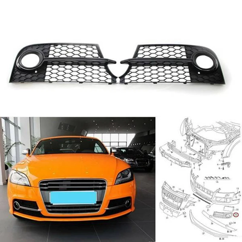 8J0807682K 8J0807681K Mesh Fog Lamp Frame Fog Lamp Cover Automotive For  TT MK2 S-LINE TTS 2011-2014 Parts