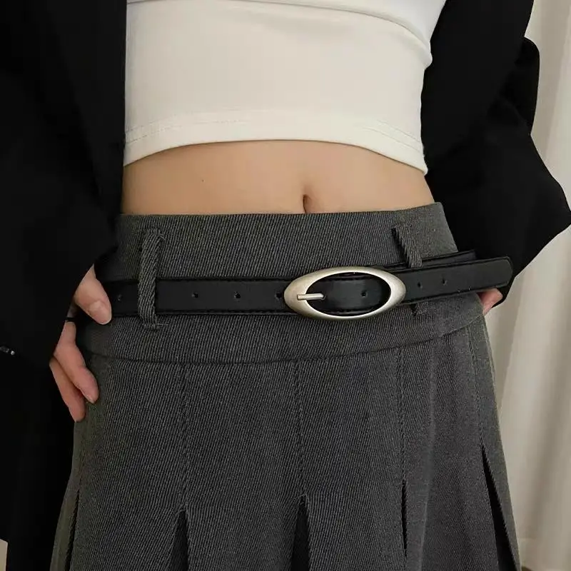 

Oval Alloy Buckle Women's Waist Belt Y2K Jeans Trouser Dress Waistband Fashion Vintage Leather Waist Strap Accessories