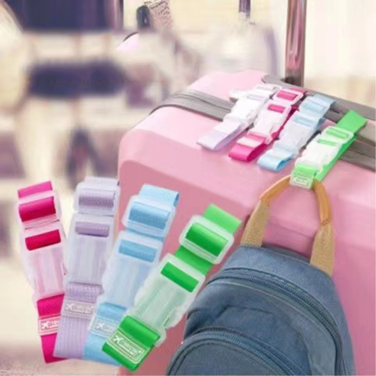 1 PC Colorful Adjustable Baggage Nylon Straps Baggage Belt Security Bag Buckle Button Supplies Travel Luggage Accessories