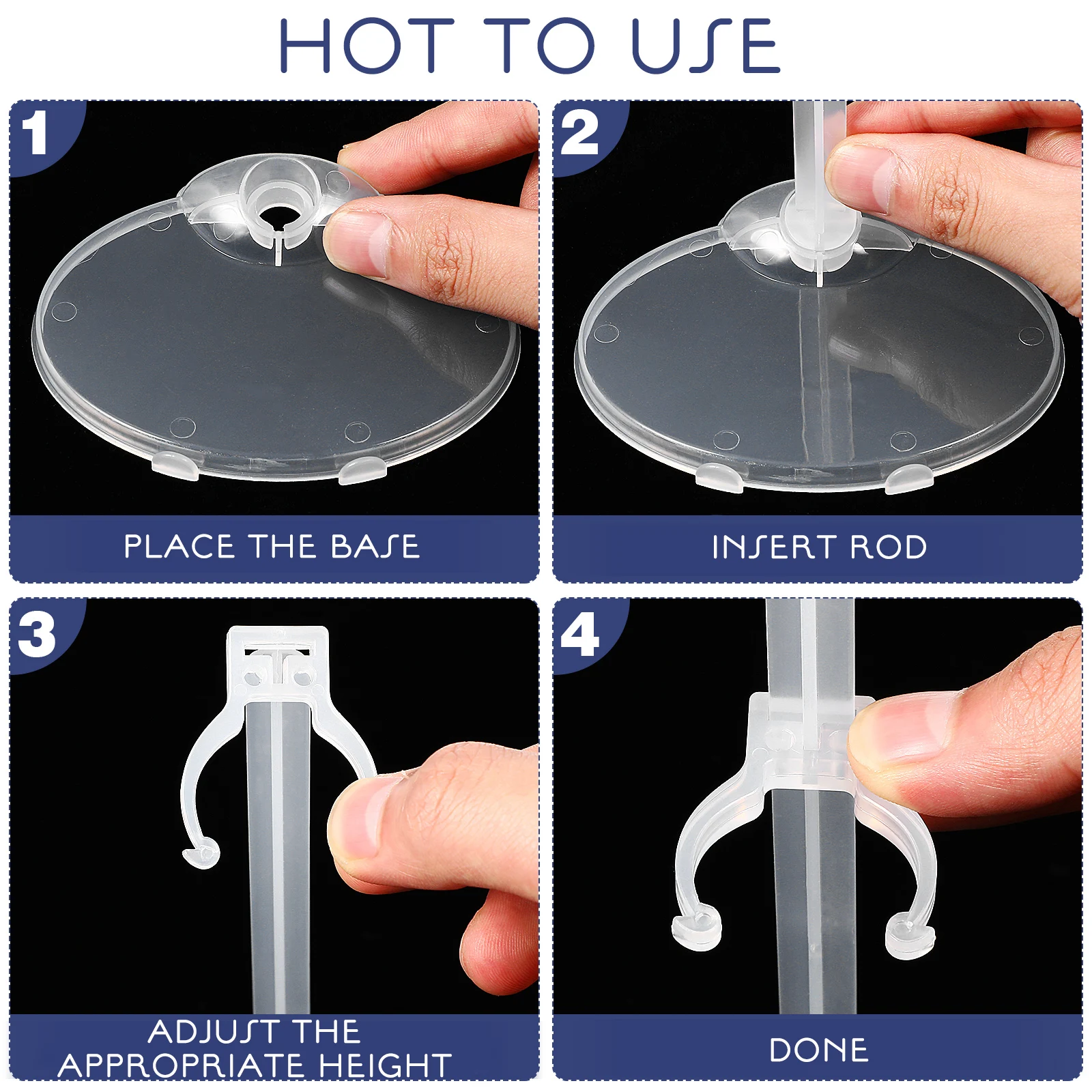 4 pcs Waist Bracket Miniatures Display Stands Clear Plastic Figurine Holder Stand Action Figure Support Portable Character