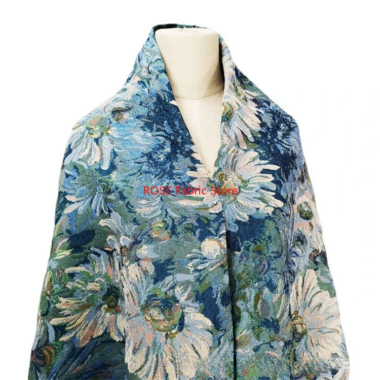

Sunflower oil painting pattern fabric flower jacquard fabric For bags, hats, performance costumes, sofa pillows, DIY fabrics