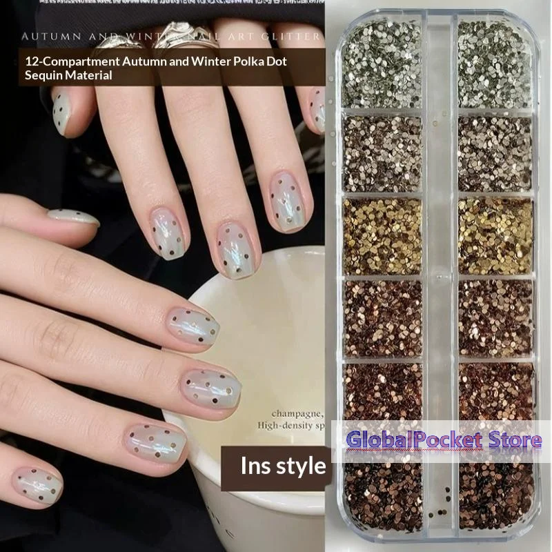 [TG823]1 Set DIY Manicure Accessories 12 Grids Star Polka Dot Nail Sequins 1MM Mini Colorful Pentagram Nails Art Flakes