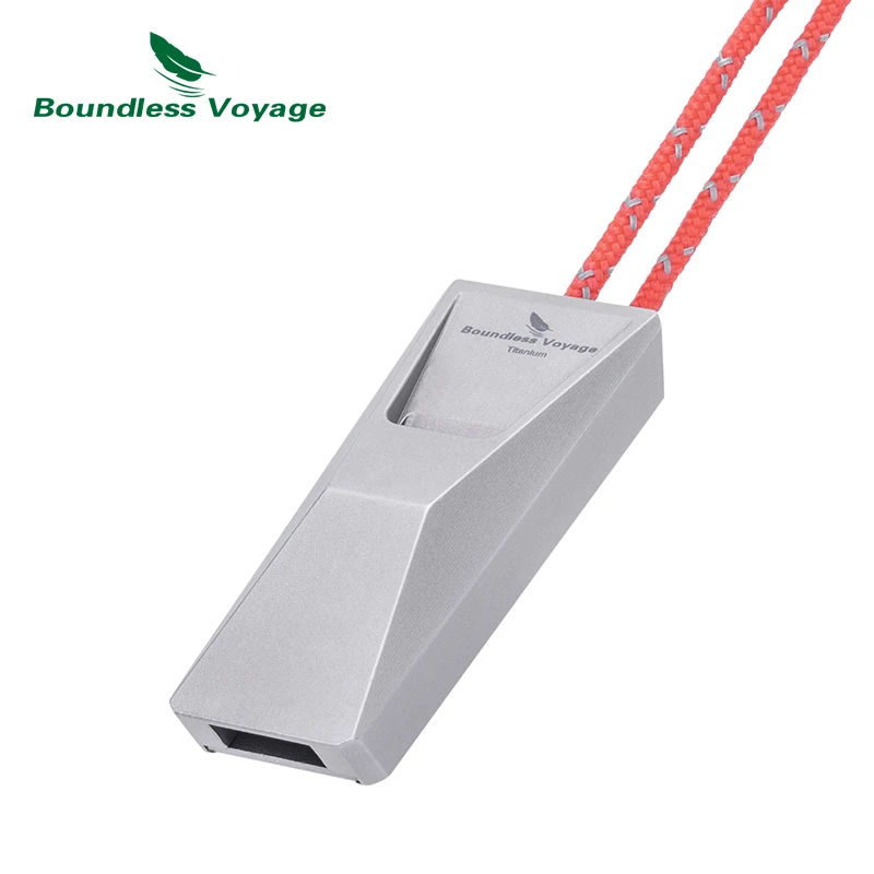 Boundless Voyage Titanium Whistle with Lanyard Emergency Survival Outdoor Camping Hiking Coaches Training Sports Keychain Safety