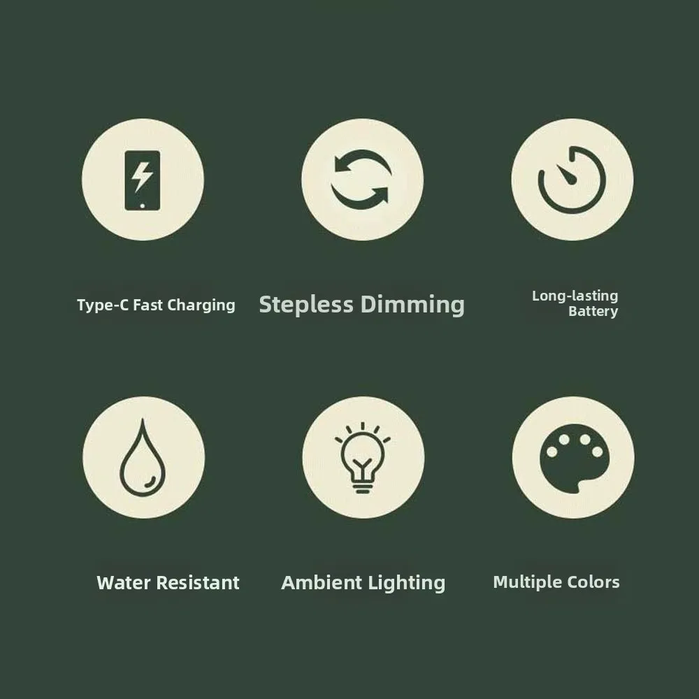 Portable Hanging Retro Camping Lantern Waterproof Dimmable Tent Lamp Plastic Energy Efficient Emergency Survival Lights Hiking