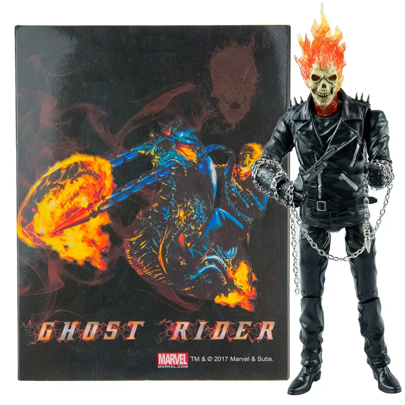 Superhero Ghost Rider  Human Skeleton Movable Joint Garage Kit Desktop Ornament Bedroom Decoration Birthday Present With Box